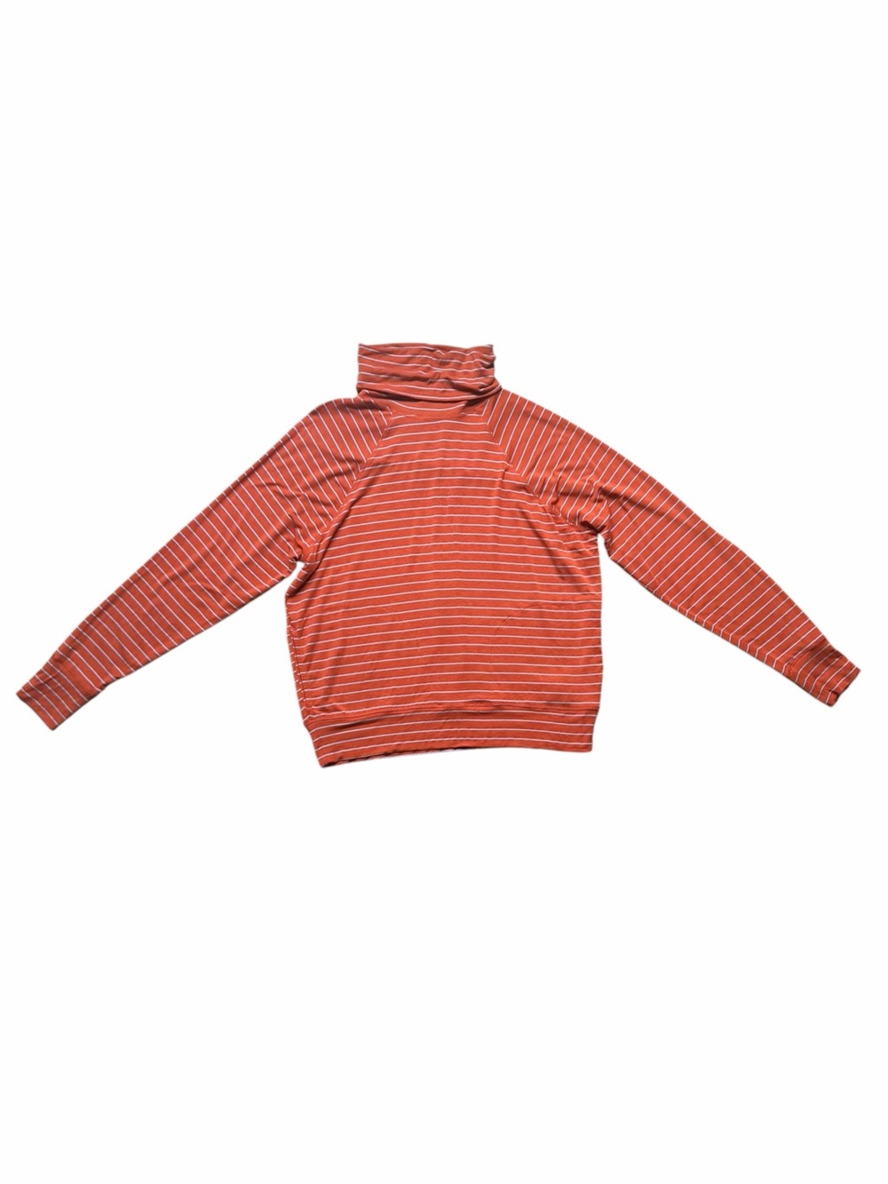 Prana Sol Protect Orange and White Striped Long Sleeve Turtleneck